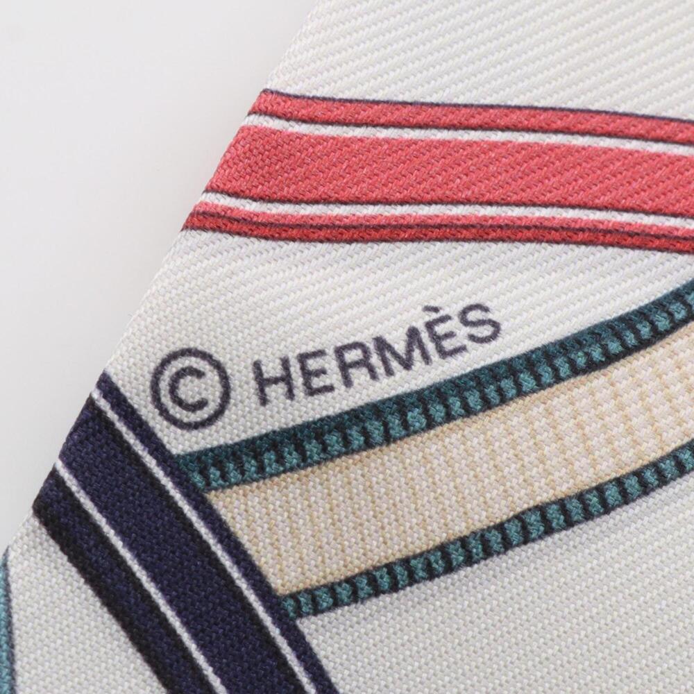 HERMES Authentic White Silk Scarf - Picture 4 of 5